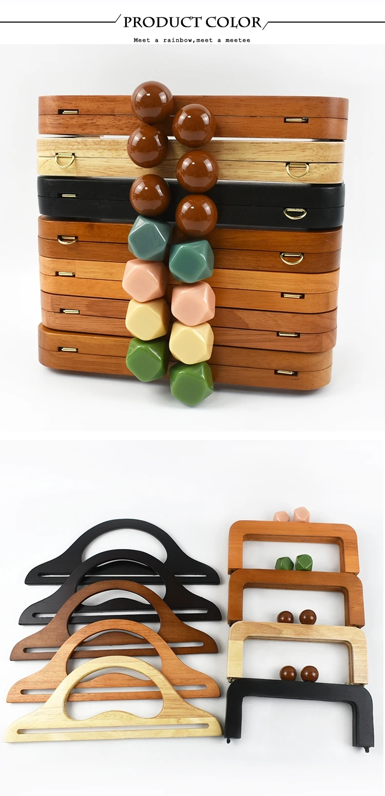 1Pc Deepeel Fashion Solid Wood Bags Handles Bag Closure Sewing Brackets Kiss Clasp DIY Handmade Luggage Hardware Accessories