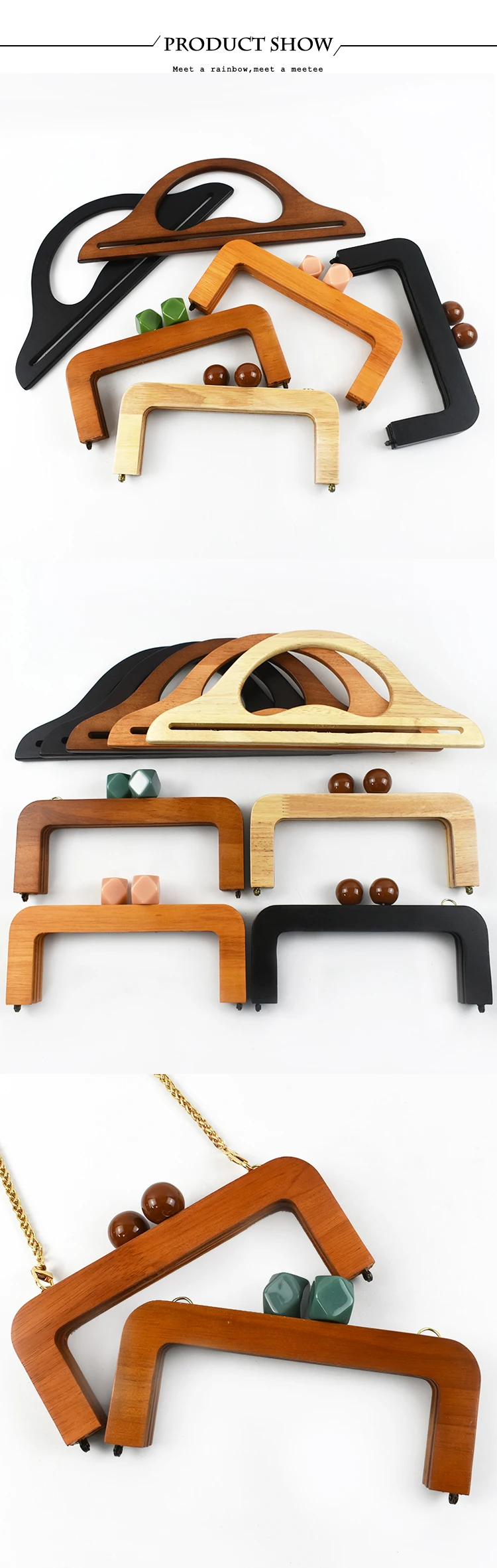 1Pc Deepeel Fashion Solid Wood Bags Handles Bag Closure Sewing Brackets Kiss Clasp DIY Handmade Luggage Hardware Accessories