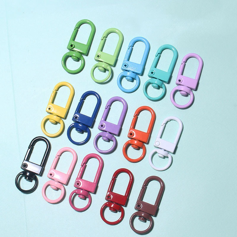 10/50Pcs Colorful Carabiner Clasp Key Chain Lobster Clasps Rotating Keychain Fastener Hooks Metal Snap Hook DIY Crafting Supplie