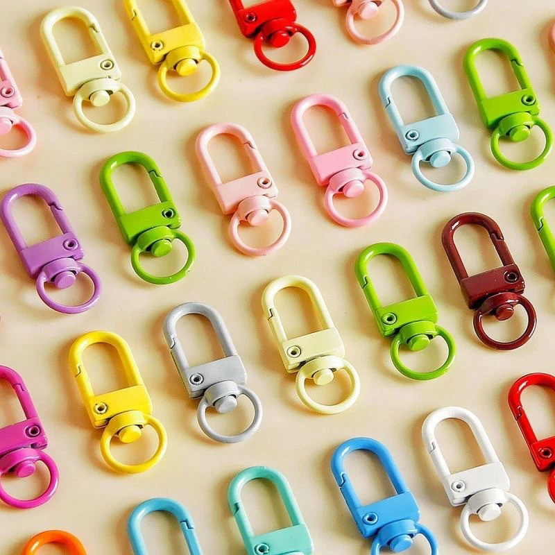 10/50Pcs Colorful Carabiner Clasp Key Chain Lobster Clasps Rotating Keychain Fastener Hooks Metal Snap Hook DIY Crafting Supplie