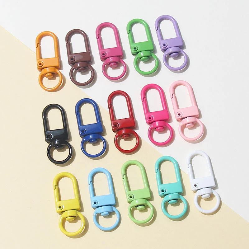 10/50Pcs Colorful Carabiner Clasp Key Chain Lobster Clasps Rotating Keychain Fastener Hooks Metal Snap Hook DIY Crafting Supplie
