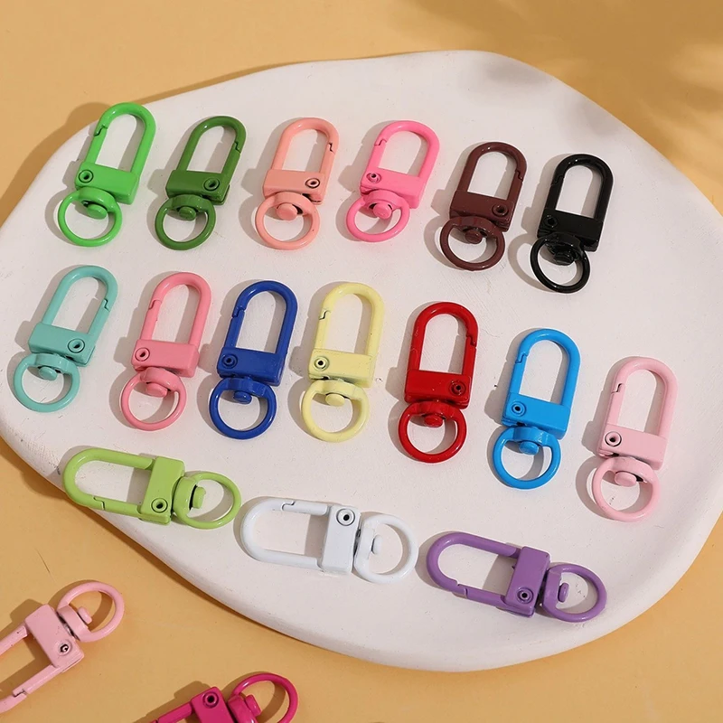 10/50Pcs Colorful Carabiner Clasp Key Chain Lobster Clasps Rotating Keychain Fastener Hooks Metal Snap Hook DIY Crafting Supplie