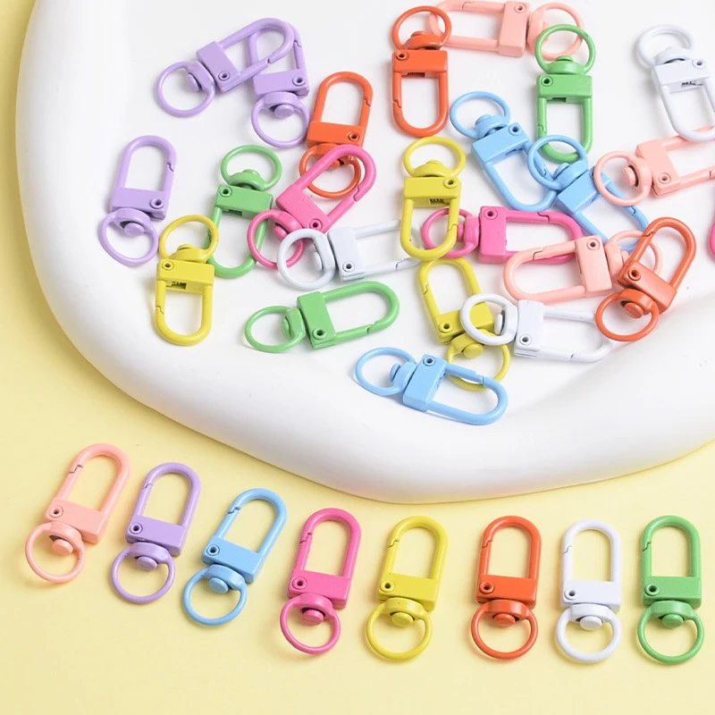 10/50Pcs Colorful Carabiner Clasp Key Chain Lobster Clasps Rotating Keychain Fastener Hooks Metal Snap Hook DIY Crafting Supplie