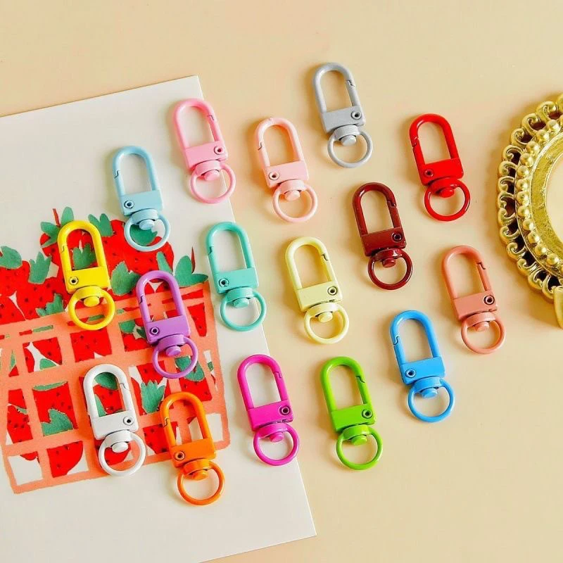 10/50Pcs Colorful Carabiner Clasp Key Chain Lobster Clasps Rotating Keychain Fastener Hooks Metal Snap Hook DIY Crafting Supplie