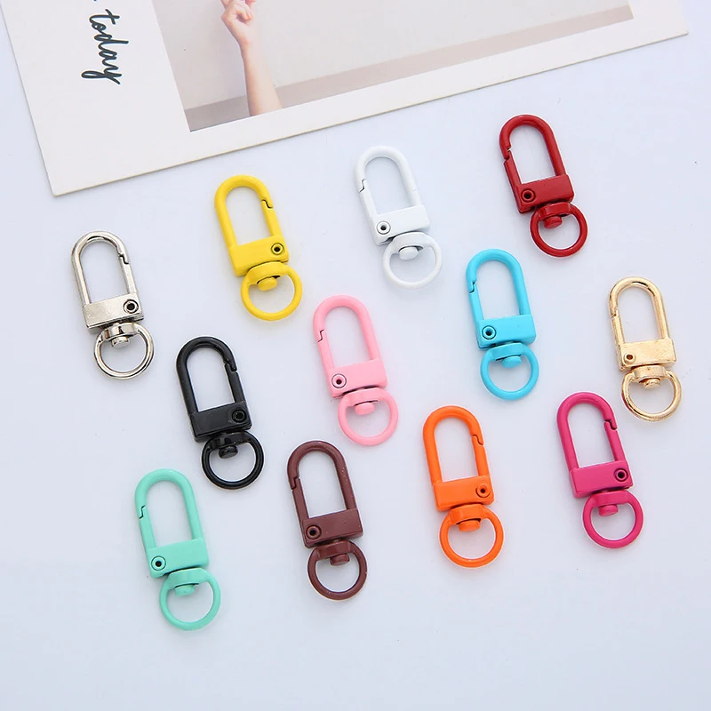 10/50Pcs Colorful Carabiner Clasp Key Chain Lobster Clasps Rotating Keychain Fastener Hooks Metal Snap Hook DIY Crafting Supplie