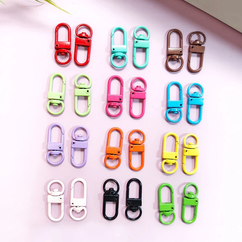 10/50Pcs Colorful Carabiner Clasp Key Chain Lobster Clasps Rotating Keychain Fastener Hooks Metal Snap Hook DIY Crafting Supplie