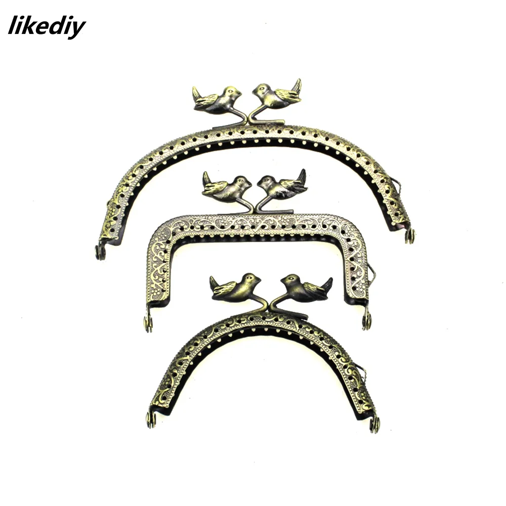 10 Pcs/Lot  Arc Or Semicircle Or Square Bird Bead Antique Bronze Metal Purse Frame Kiss Clasp DIY Bag Accessory