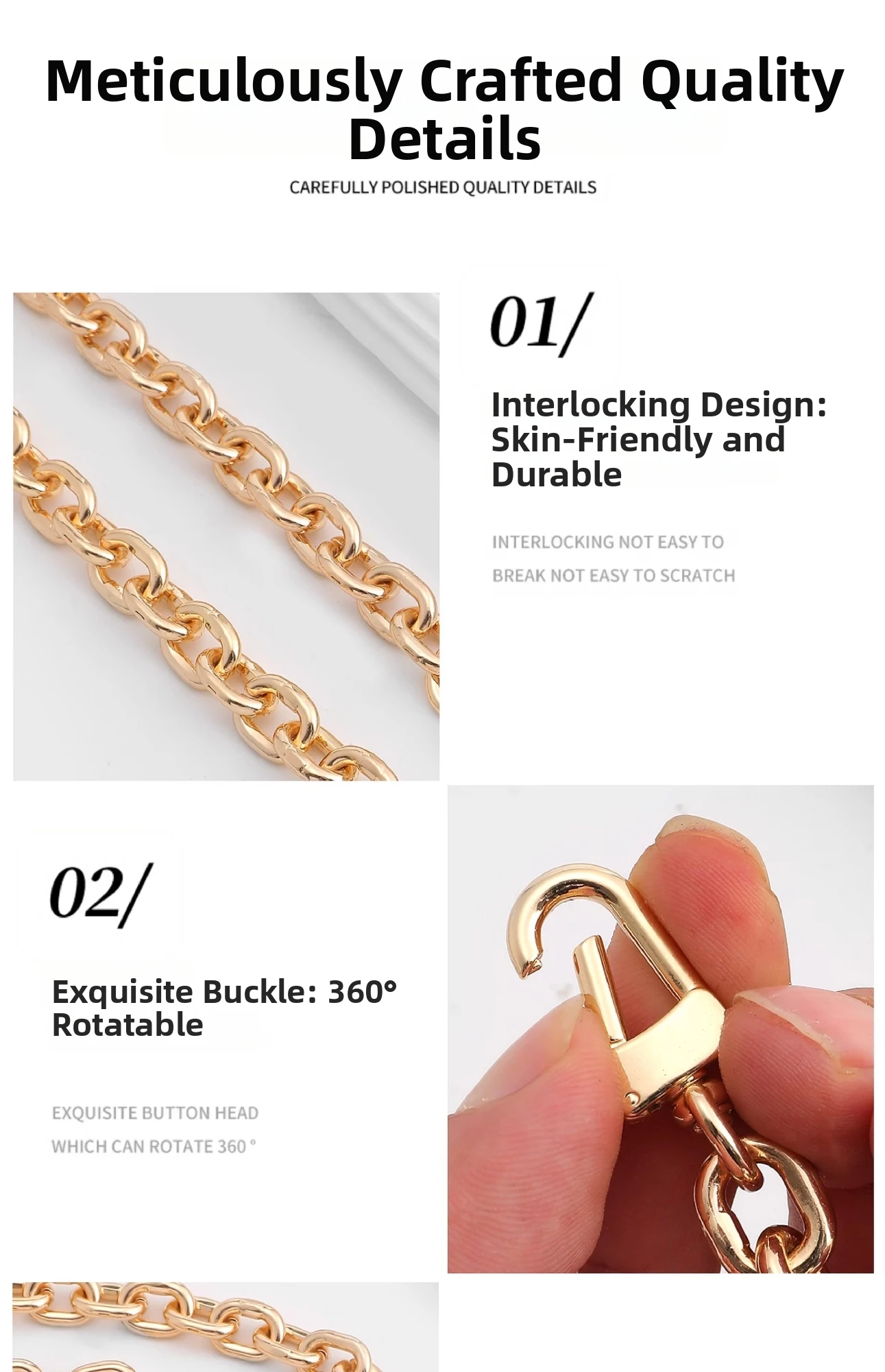 Gold Chain For Women Bag Durable Fashion Crossbody Shoulder Strap Replacement Bag Modification Bag Chain Accessories