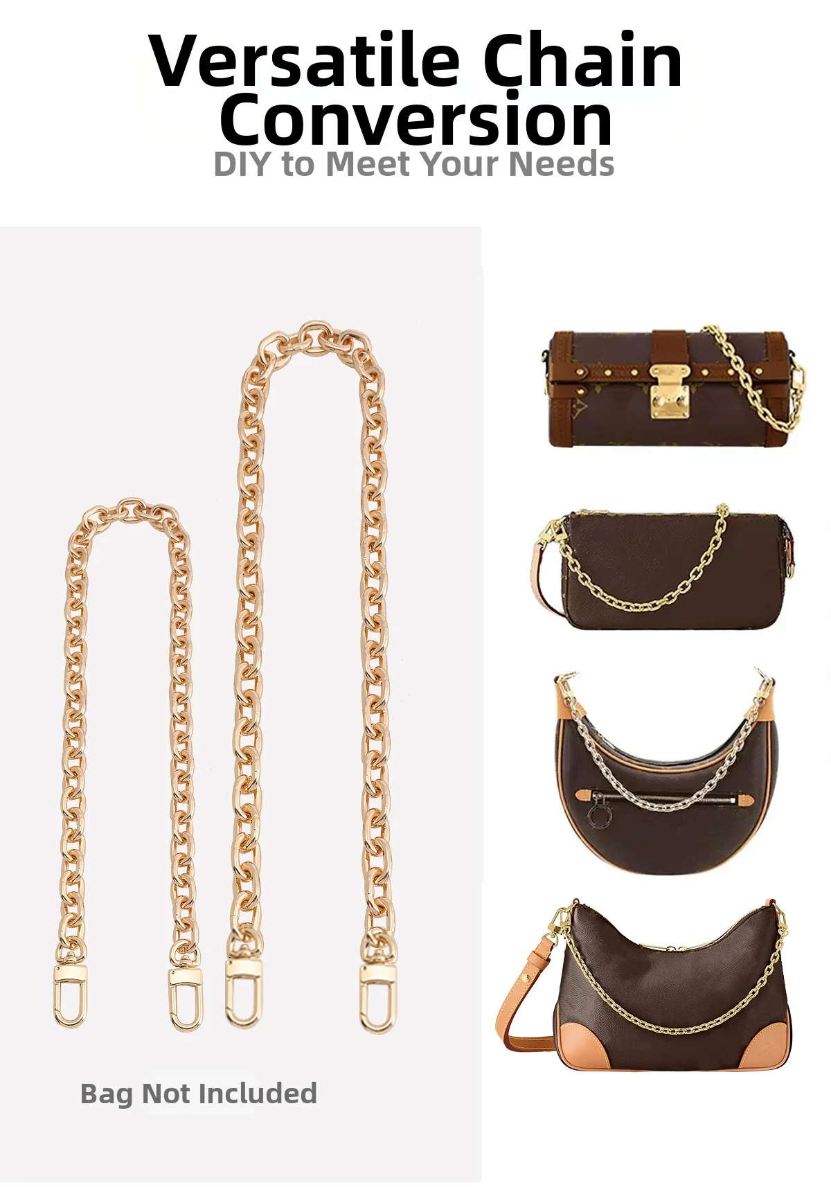 Gold Chain For Women Bag Durable Fashion Crossbody Shoulder Strap Replacement Bag Modification Bag Chain Accessories