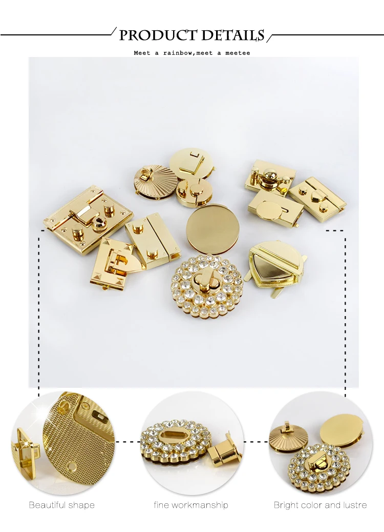 1/2Pcs Deepee Fashion Gold Metal Lock Clasp Turn Twist Locks Closure Snap Clip Buckles DIY Bag Purse Hardware Repair Accessories