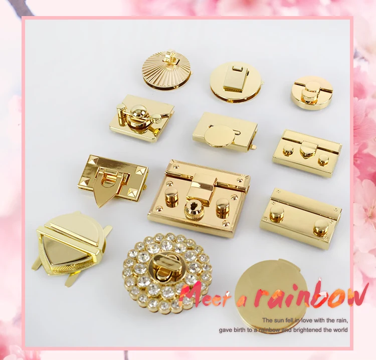 1/2Pcs Deepee Fashion Gold Metal Lock Clasp Turn Twist Locks Closure Snap Clip Buckles DIY Bag Purse Hardware Repair Accessories