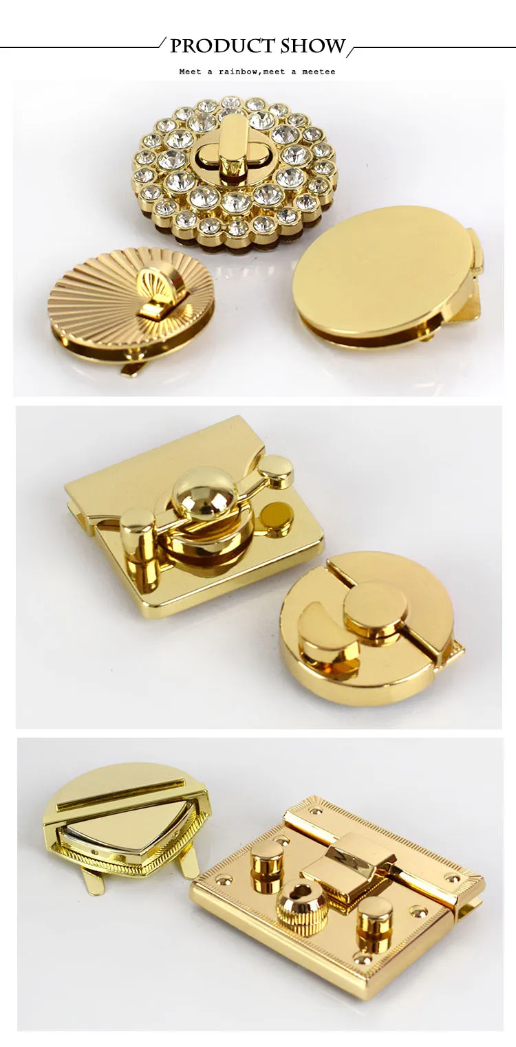 1/2Pcs Deepee Fashion Gold Metal Lock Clasp Turn Twist Locks Closure Snap Clip Buckles DIY Bag Purse Hardware Repair Accessories