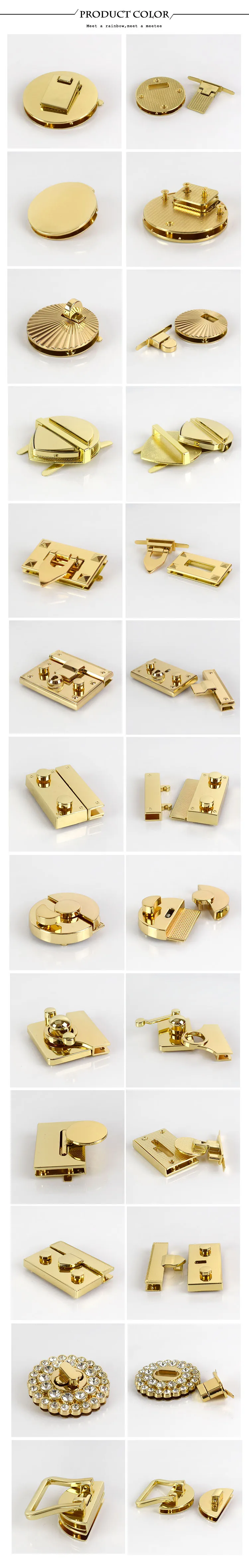 1/2Pcs Deepee Fashion Gold Metal Lock Clasp Turn Twist Locks Closure Snap Clip Buckles DIY Bag Purse Hardware Repair Accessories