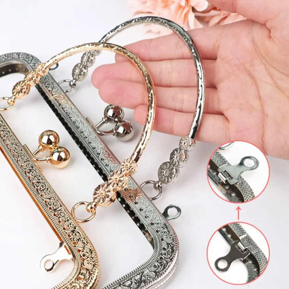 20cm Vintage Purse Clasp Frame Bag Kiss Clasp Lock Metal Purse Frame for DIY Craft Purse Bag Making Handle Bag Accessories