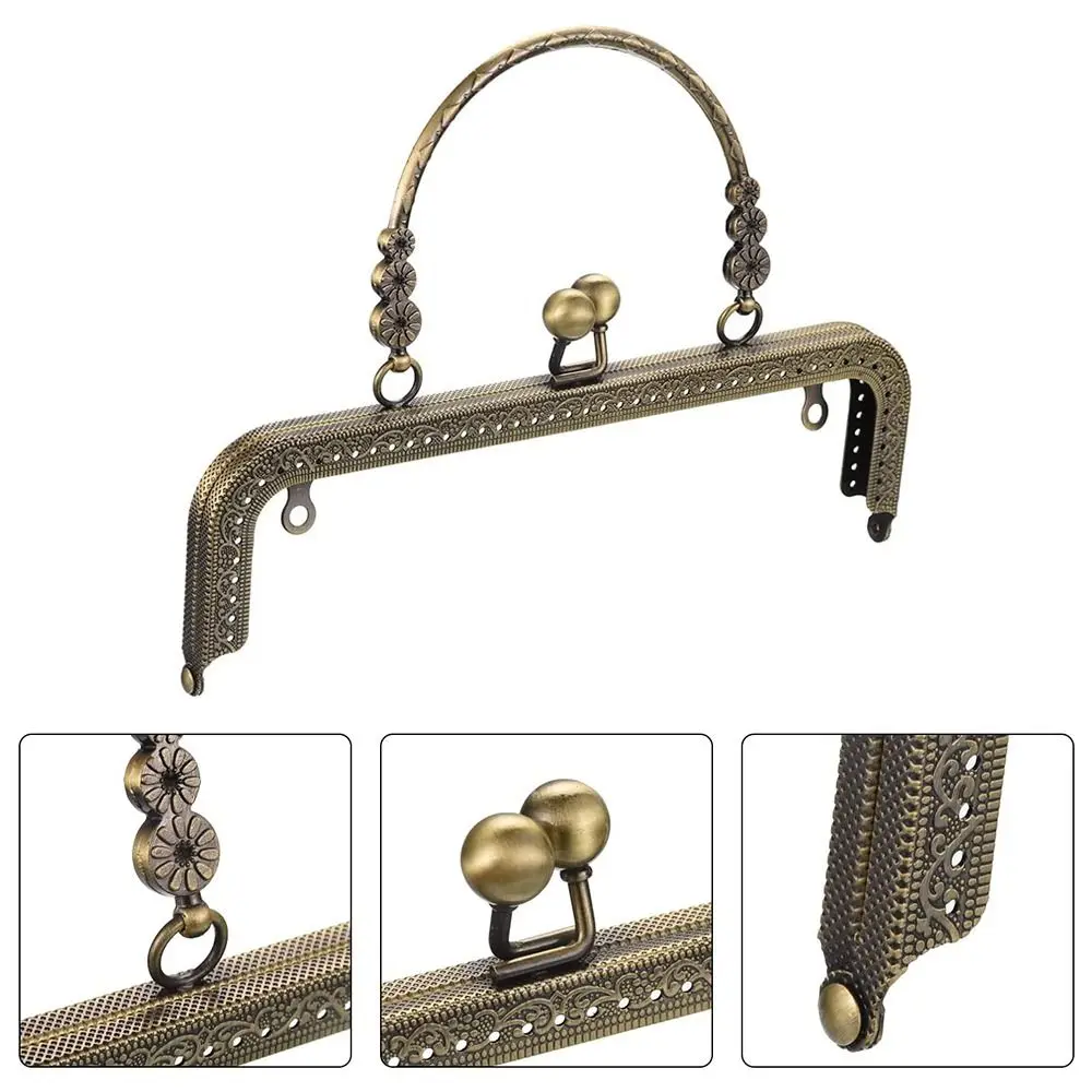 20cm Vintage Purse Clasp Frame Bag Kiss Clasp Lock Metal Purse Frame for DIY Craft Purse Bag Making Handle Bag Accessories
