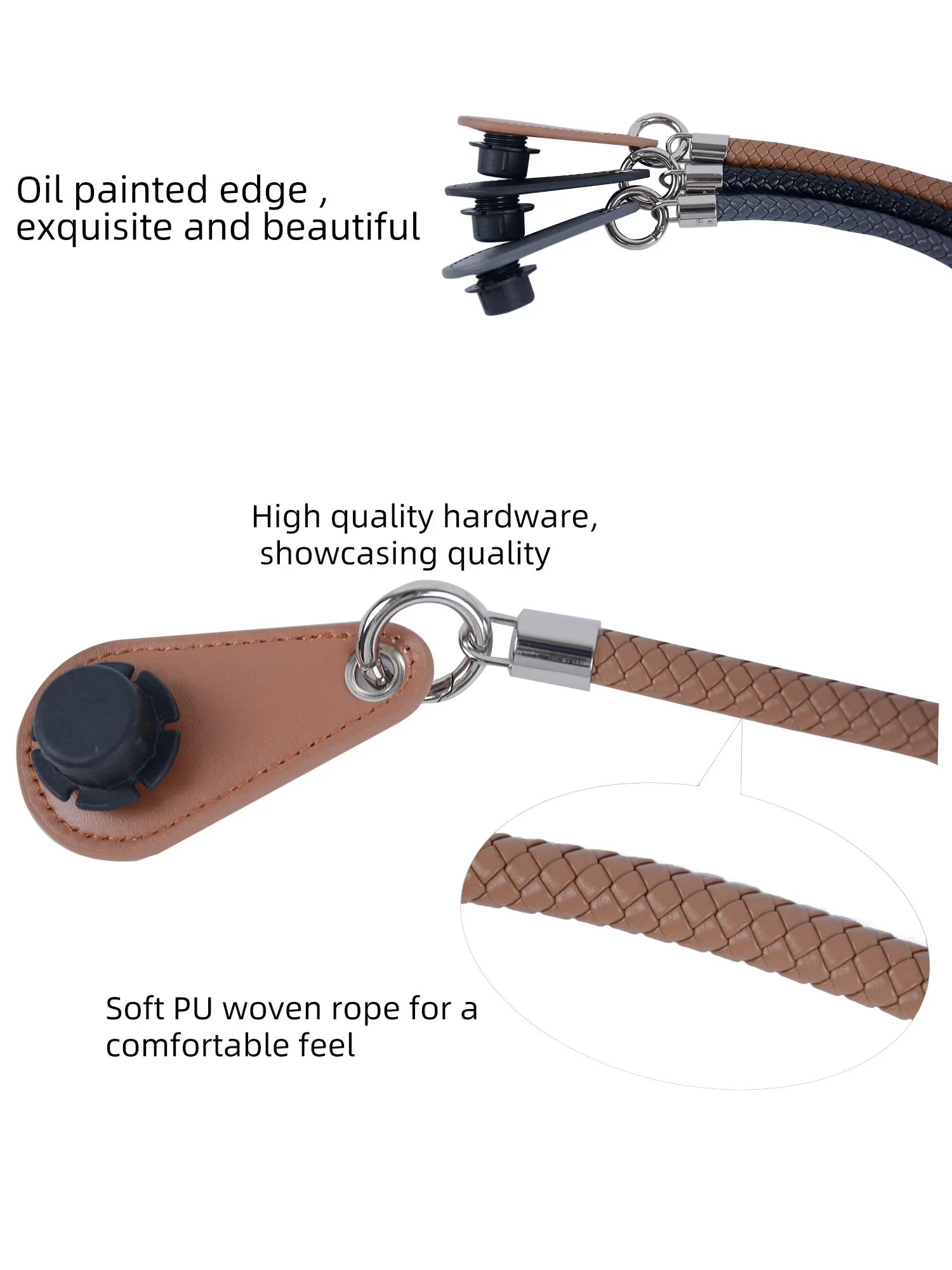 1 Pair Fashion PU Woven Braided Leather Rope Handles Obag Straps Round Handle for O Bag Accessoires