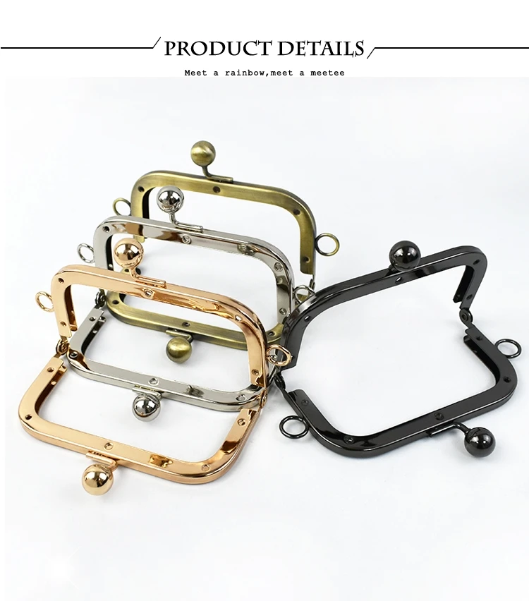 1/2/5Pcs 10.5cm Square Metal Smooth Bags Handle Purse Frame Kiss Clasp Women's Handbag Wallet DIY Handmade Bag Accessories