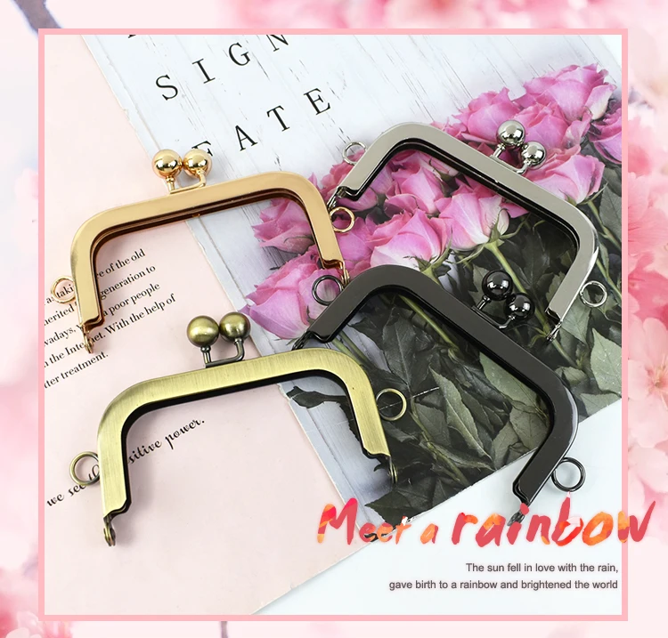1/2/5Pcs 10.5cm Square Metal Smooth Bags Handle Purse Frame Kiss Clasp Women's Handbag Wallet DIY Handmade Bag Accessories