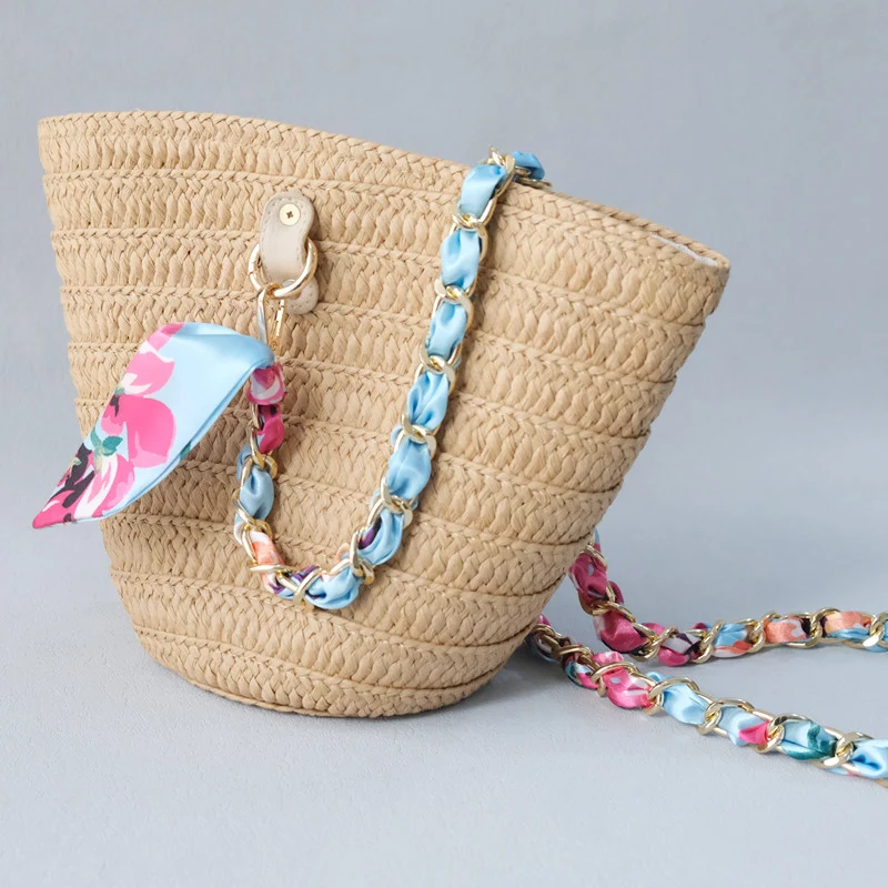 New Fashion Spring Woman Handbag Accessory Chains Detachable Long Crossbody Print Cute Silk Strap Women DIY Chain Bag Handles
