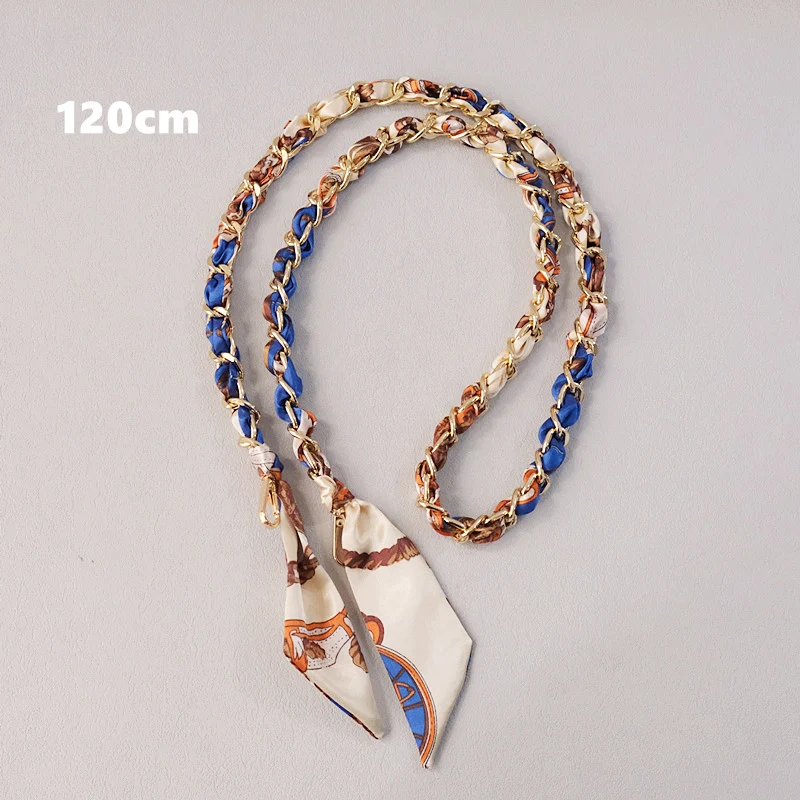 New Fashion Spring Woman Handbag Accessory Chains Detachable Long Crossbody Print Cute Silk Strap Women DIY Chain Bag Handles