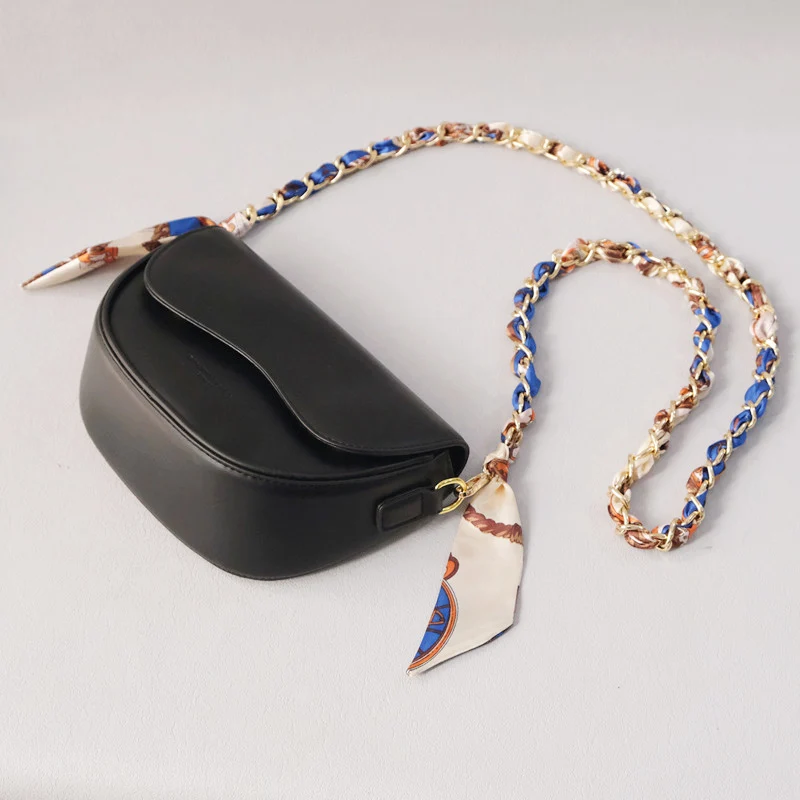 New Fashion Spring Woman Handbag Accessory Chains Detachable Long Crossbody Print Cute Silk Strap Women DIY Chain Bag Handles
