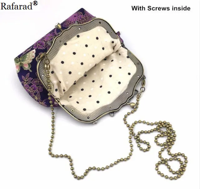 16cm Metal Purse Frame DIY Bag Parts And Accessories Vintage Diamond Kiss Clasp Purse Bag Frame Rose Flower Sculpture Bronze