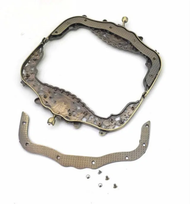 16cm Metal Purse Frame DIY Bag Parts And Accessories Vintage Diamond Kiss Clasp Purse Bag Frame Rose Flower Sculpture Bronze