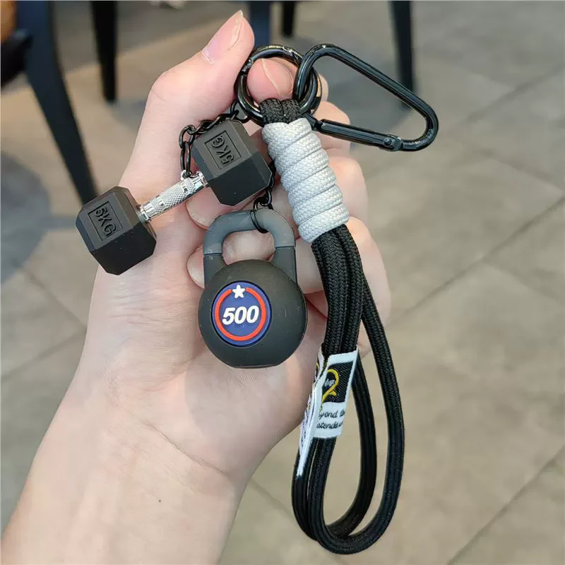 Fitness Keychain Gym Lover Barbell Key Chain Weightlifting Keyring Weight Plate Gym Gifts Workout Gifts Bag Charm Backp