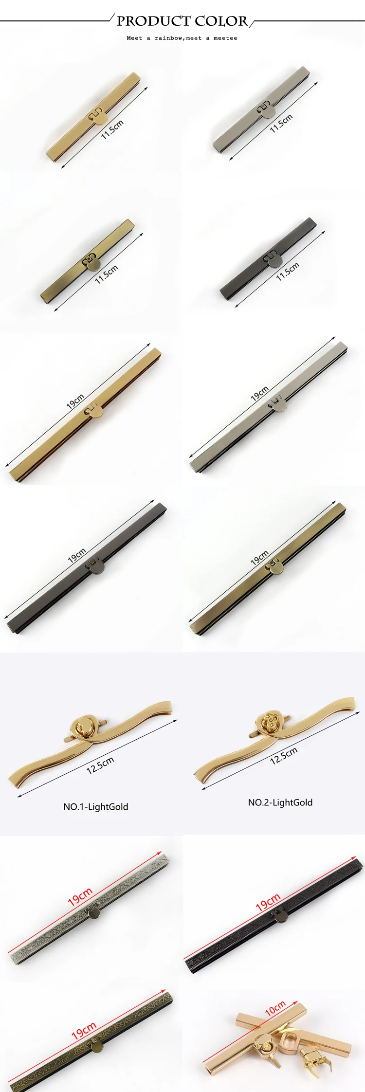 1Pc 10/11.5/12.5/14/19cm Metal Wallet Frame Locks Coins Buckles Purse Kiss Lock Clasp DIY Bag Parts Hardware Decor Accessories