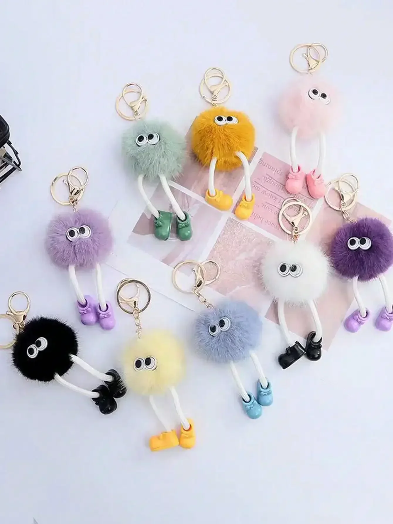 Cute Plush Keychain for Women Bags Backpacks Fluffy Kawaii Bag Charm Pendant Y2K Coquette Gift for Women Girls  Bag Accessories