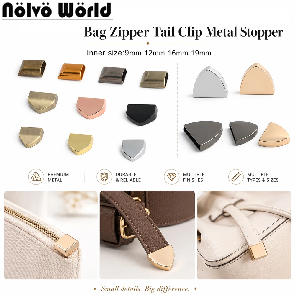 20/50/100PCS Metal Tail Clip Stopper For DIY Garment Bag Zipper Straps Decoration Buckles End Clips Clasp Cord Lock Accessories