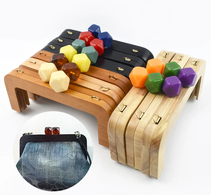 1Pc 20cm Pure Wood Purse Frame Kiss Clasp Bag Handle for DIY Handbag Wallet Lock Clutch Making Sewing Handmade Bags Accessories
