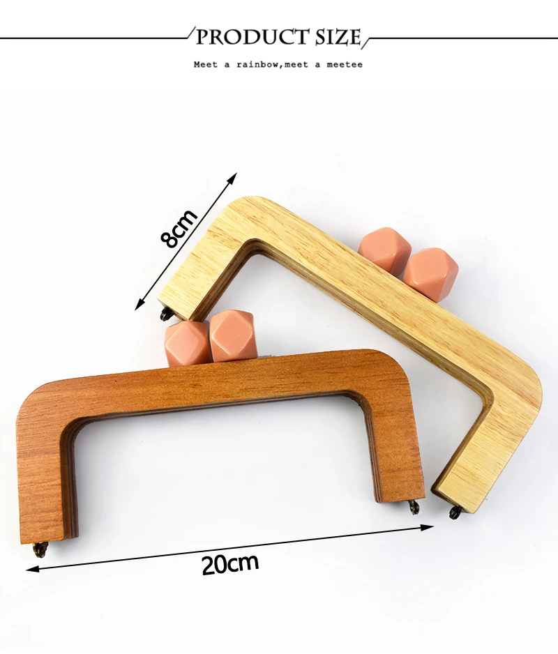 1Pc 20cm Pure Wood Purse Frame Kiss Clasp Bag Handle for DIY Handbag Wallet Lock Clutch Making Sewing Handmade Bags Accessories