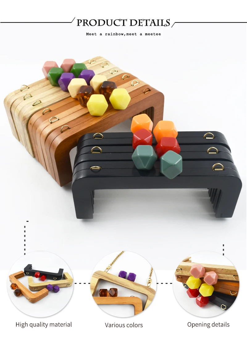 1Pc 20cm Pure Wood Purse Frame Kiss Clasp Bag Handle for DIY Handbag Wallet Lock Clutch Making Sewing Handmade Bags Accessories