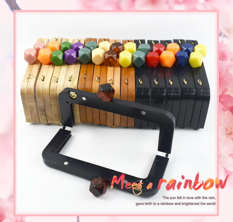 1Pc 20cm Pure Wood Purse Frame Kiss Clasp Bag Handle for DIY Handbag Wallet Lock Clutch Making Sewing Handmade Bags Accessories