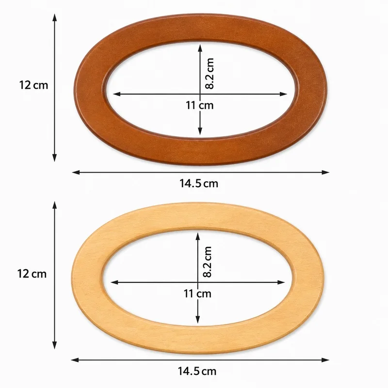2Pcs/4Pcs/10Pcs 11x8cm Synthetic Wood Oval Bag Handle Rigid Ring for Crochet Straw Woven Purse Replacement Handcraft Accessory