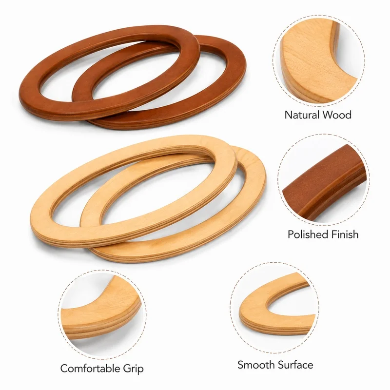 2Pcs/4Pcs/10Pcs 11x8cm Synthetic Wood Oval Bag Handle Rigid Ring for Crochet Straw Woven Purse Replacement Handcraft Accessory
