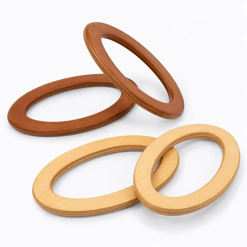 2Pcs/4Pcs/10Pcs 11x8cm Synthetic Wood Oval Bag Handle Rigid Ring for Crochet Straw Woven Purse Replacement Handcraft Accessory