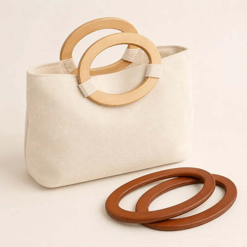 2Pcs/4Pcs/10Pcs 11x8cm Synthetic Wood Oval Bag Handle Rigid Ring for Crochet Straw Woven Purse Replacement Handcraft Accessory