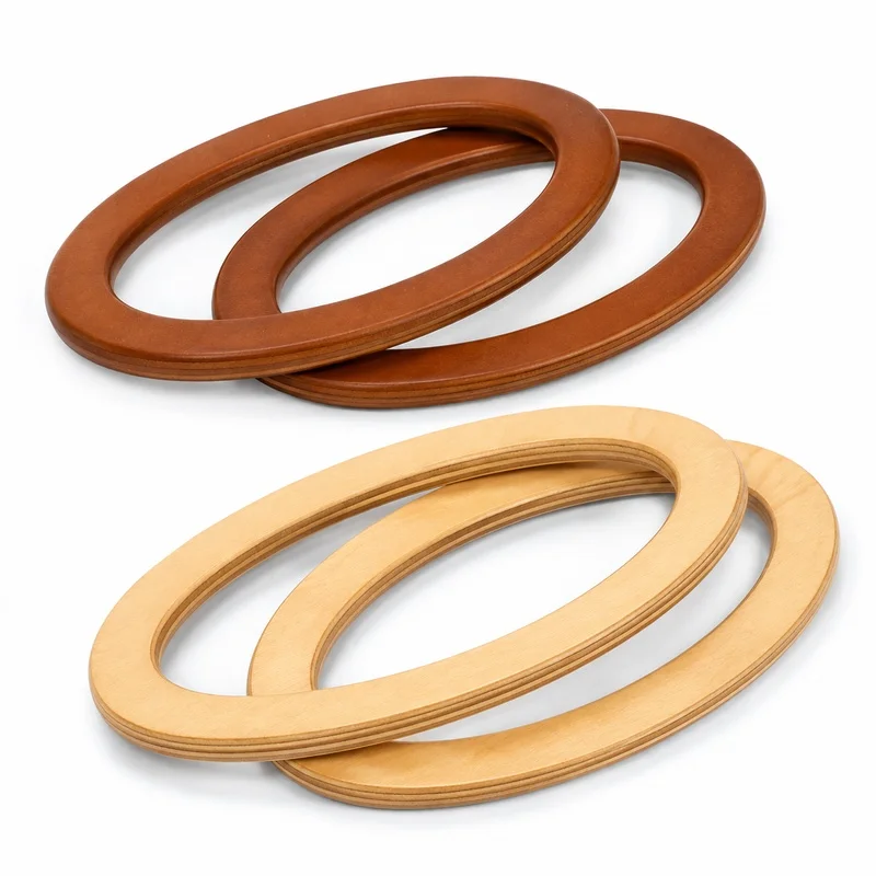 2Pcs/4Pcs/10Pcs 11x8cm Synthetic Wood Oval Bag Handle Rigid Ring for Crochet Straw Woven Purse Replacement Handcraft Accessory