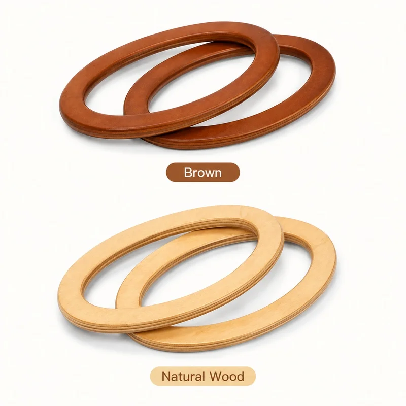 2Pcs/4Pcs/10Pcs 11x8cm Synthetic Wood Oval Bag Handle Rigid Ring for Crochet Straw Woven Purse Replacement Handcraft Accessory