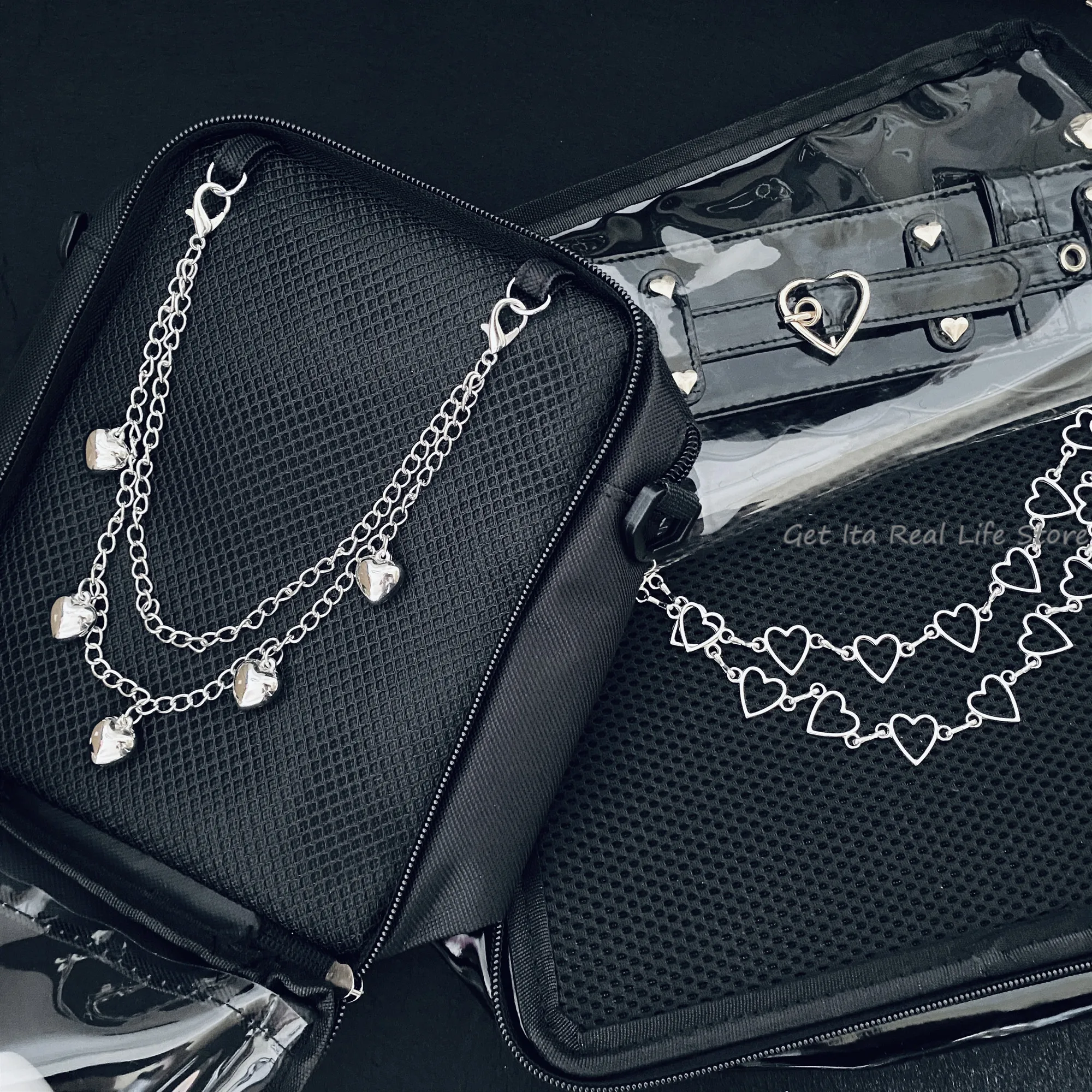 Italife Silver Chain Ita Bag Accessories Pearl Double Layer Metal Chain Itabag Decoration Women Butterfly Heart Star chains H326