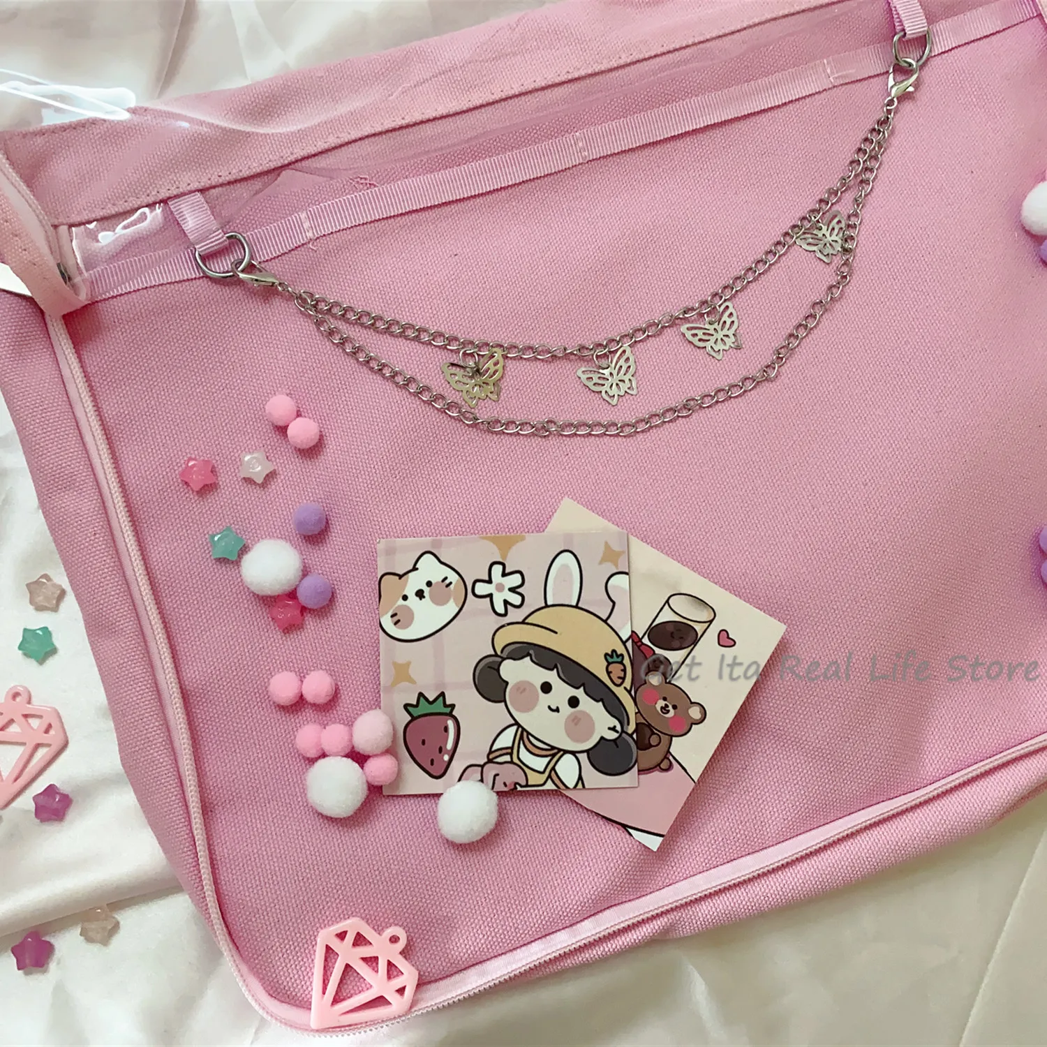 Italife Silver Chain Ita Bag Accessories Pearl Double Layer Metal Chain Itabag Decoration Women Butterfly Heart Star chains H326