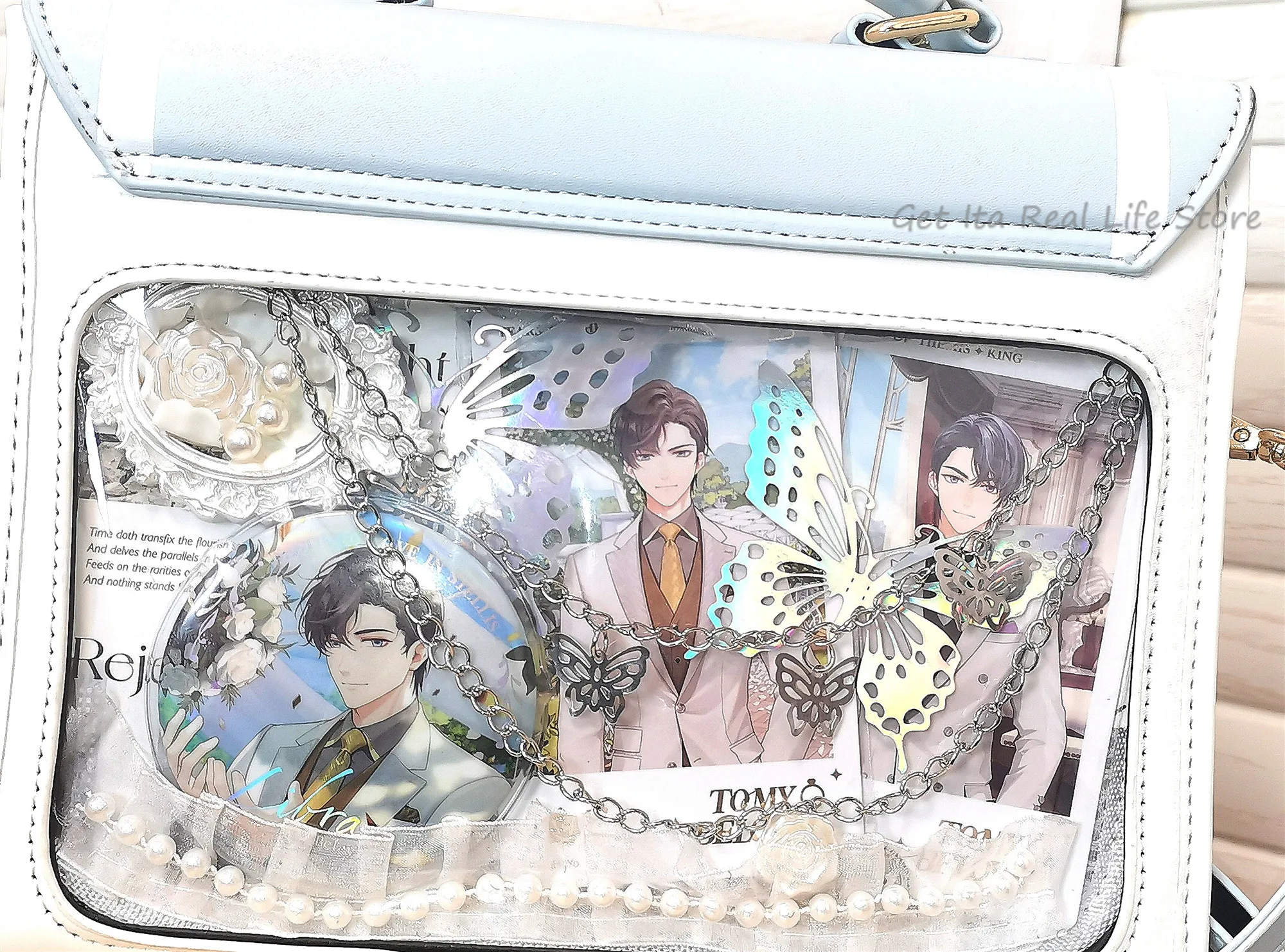 Italife Silver Chain Ita Bag Accessories Pearl Double Layer Metal Chain Itabag Decoration Women Butterfly Heart Star chains H326