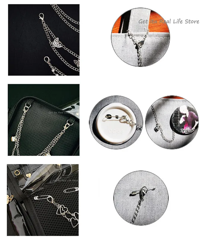 Italife Silver Chain Ita Bag Accessories Pearl Double Layer Metal Chain Itabag Decoration Women Butterfly Heart Star chains H326
