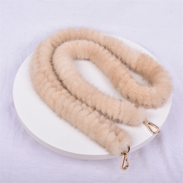 Besfilin Real Mink Fur Long Crossbody Bag Chain Handle Shoulder Strap Replacement Luxury Versatile Fashion Metal Accessory