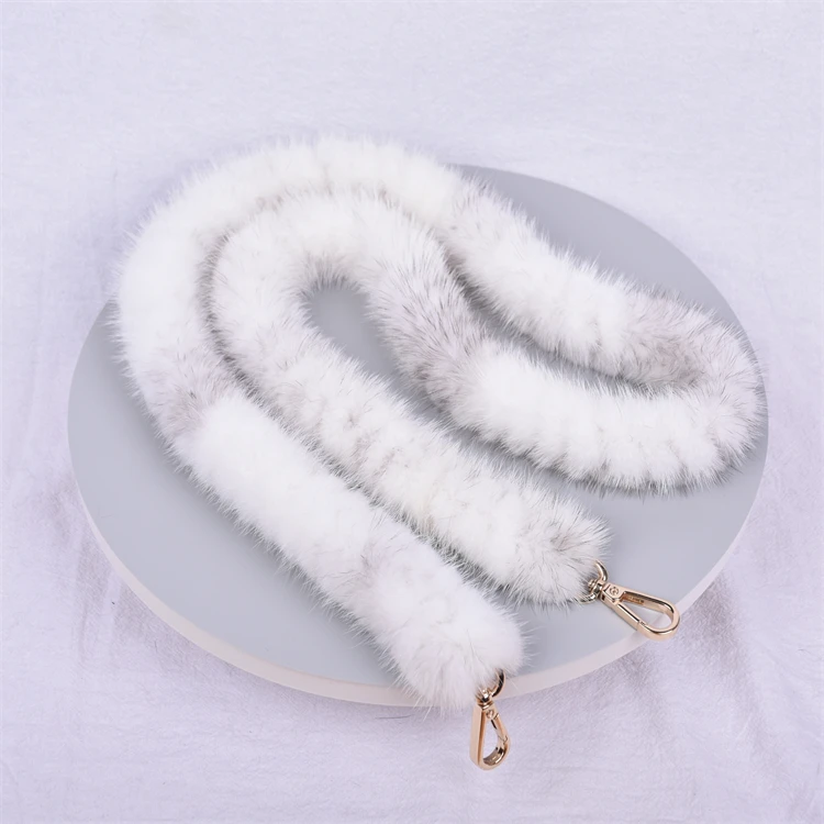 Besfilin Real Mink Fur Long Crossbody Bag Chain Handle Shoulder Strap Replacement Luxury Versatile Fashion Metal Accessory