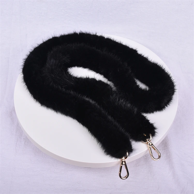 Besfilin Real Mink Fur Long Crossbody Bag Chain Handle Shoulder Strap Replacement Luxury Versatile Fashion Metal Accessory