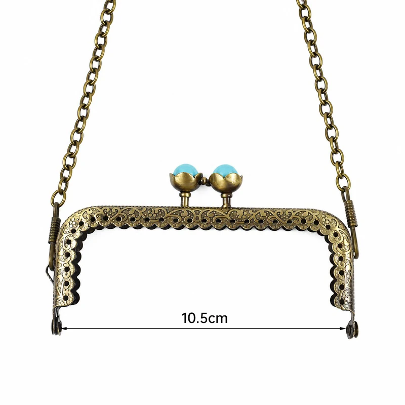 1-10Pcs 10.5cm Antique Bronze Handle Metal Kiss Lock Purse Frame Pearl Clasp for Coin Bag Wallet Clutch DIY Sewing Accessories