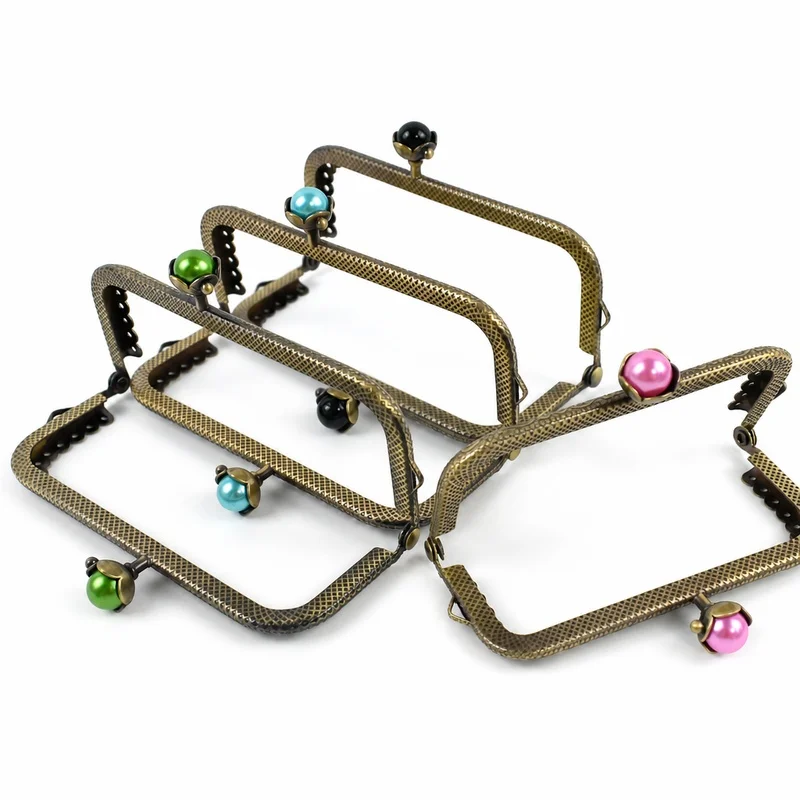 1-10Pcs 10.5cm Antique Bronze Handle Metal Kiss Lock Purse Frame Pearl Clasp for Coin Bag Wallet Clutch DIY Sewing Accessories